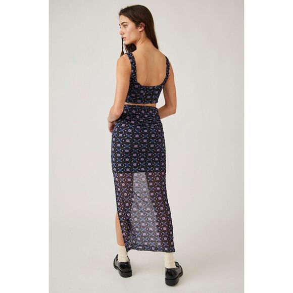 New FREE PEOPLE Galaxy Corset Tank Midi Skirt Set $128 SMALL Night Sky Combo - Picture 7 of 7
